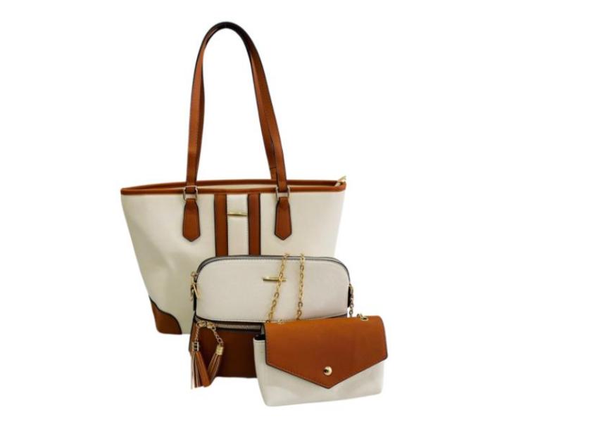 BOLSO 3 EN 1 PARA DAMA F21516 BLANCO/CAFE