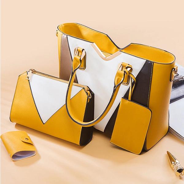BOLSO 3 EN 1 PARA DAMA F20808 AMARILLO TRICOLOR
