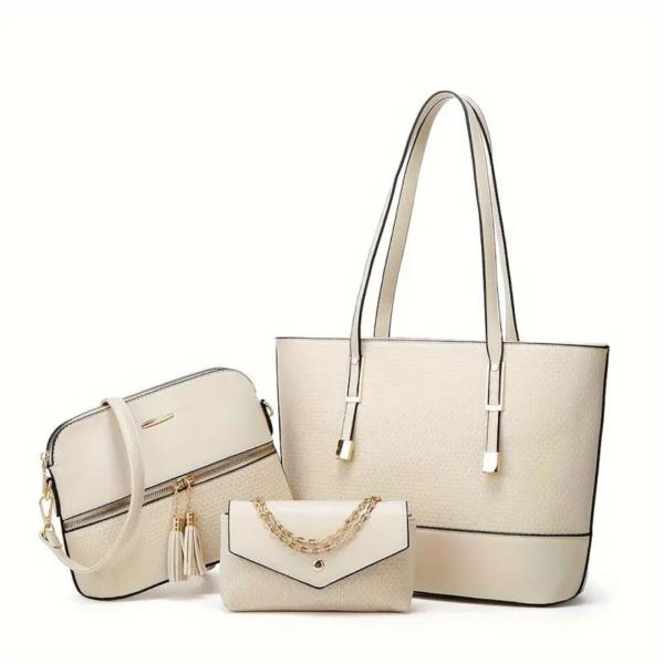 BOLSO 3 EN 1 PARA DAMA 22313 CREMA