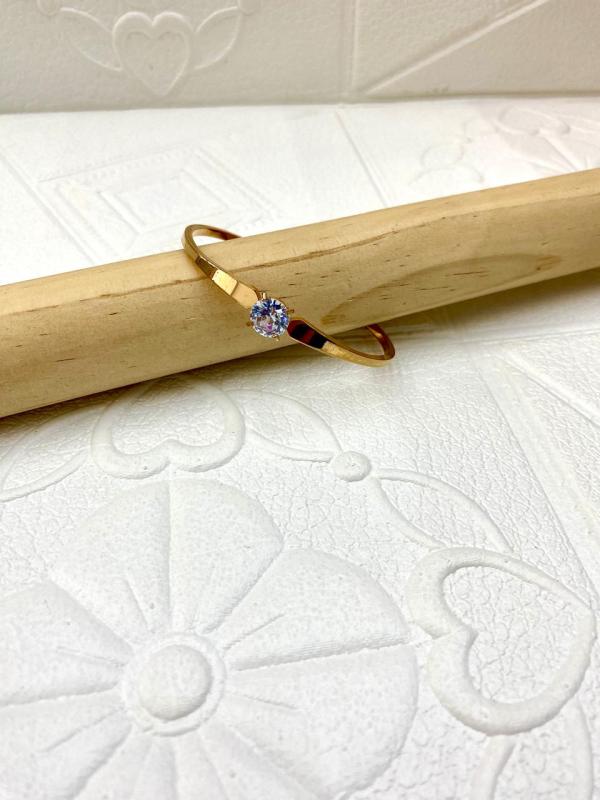 PULSERA DE ACERO RIGIDA DISE&Ntilde;O PERLA GRANDE ORO ROSA