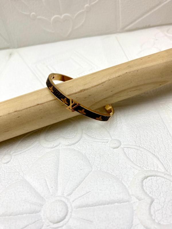 PULSERA DE ACERO RIGIDA LOUIS VUITTON DISE&Ntilde;O LV/CAFE ORO ROSA