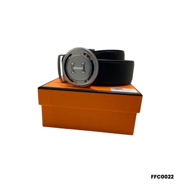 FAJA MARCA HERMES HEBILLA PLATEADA/H CIRCULO LISA