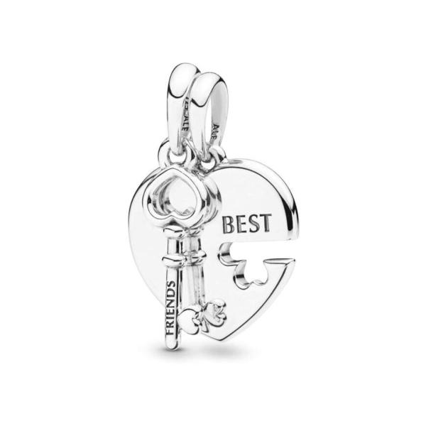 CHARM COLGANTE CORAZON Y LLAVE MEJORES AMIGOS  PANDORA G01