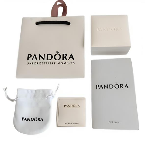 KIT EMPAQUE BOLSITA BLANCA LAZO ROSA  PANDORA