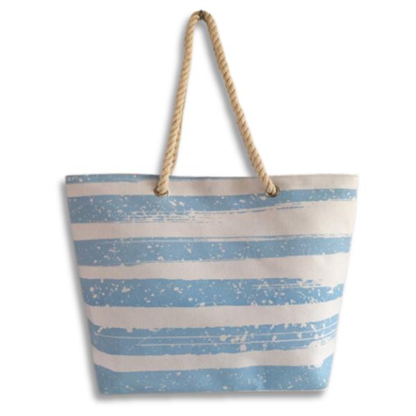 BOLSO PLAYERO RAYAS  CELESTE HF19287-3