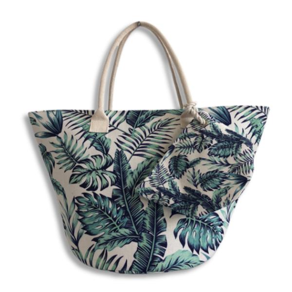 BOLSO PLAYERO HOJAS VERDES  HF19288-2