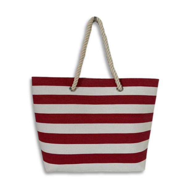 BOLSO PLAYERO RAYAS ROJO HF20556-2