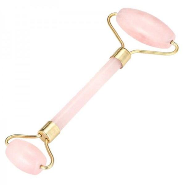 RODILLO DOBLE DE JADE CUARZO ROSA