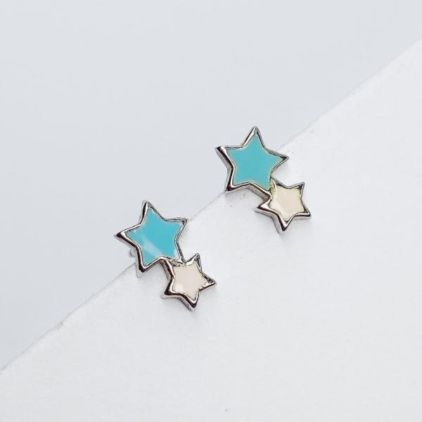 ARETES PLATA 925 ESTRELLA CELESTE/ROSADA  1EA100747