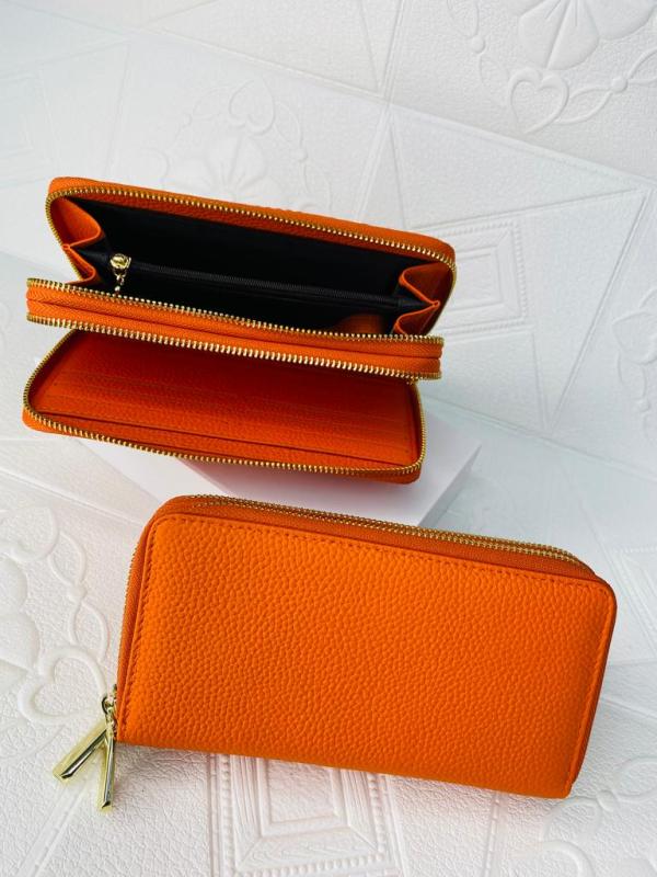 BILLETERA DE CUERO PARA DAMA 6918 NARANJA