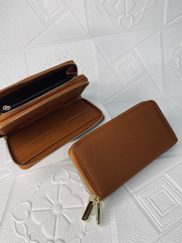 BILLETERA DE CUERO PARA DAMA 6918 CAFE