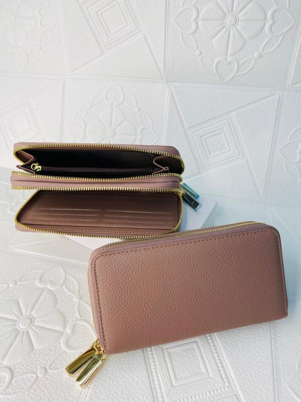 BILLETERA DE CUERO PARA DAMA 6918 PALO ROSA