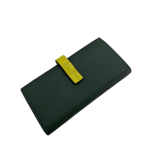 BILLETERA DE CUERO PARA DAMA 6989 VERDE/AMARILLO
