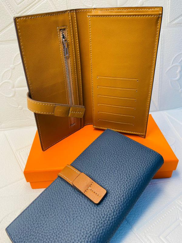 BILLETERA DE CUERO PARA DAMA 6989 AZUL/CAFE