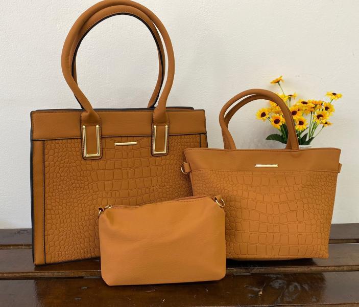BOLSO 3 EN 1 PARA DAMA 8818 CAFE CLARO