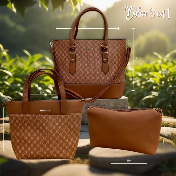 BOLSO 3 EN 1 PARA DAMA 2886 CAFE CLARO