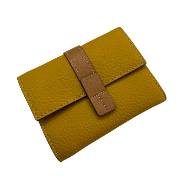 BILLETERA DE CUERO PARA DAMA 6988 AMARILLO/MARRON
