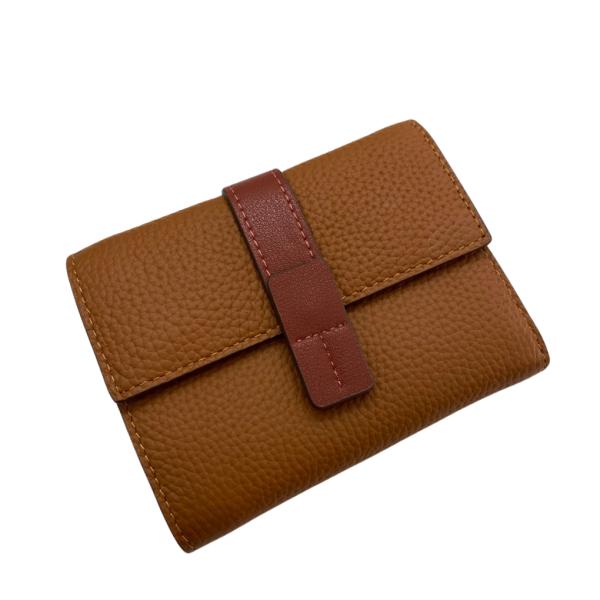 BILLETERA DE CUERO PARA DAMA 6988 CAFE/ROJO