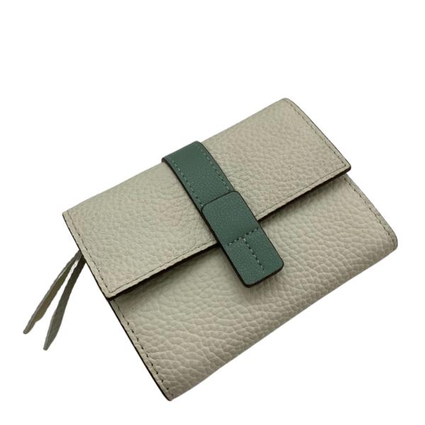 BILLETERA DE CUERO PARA DAMA 6988 BLANCO/VERDE