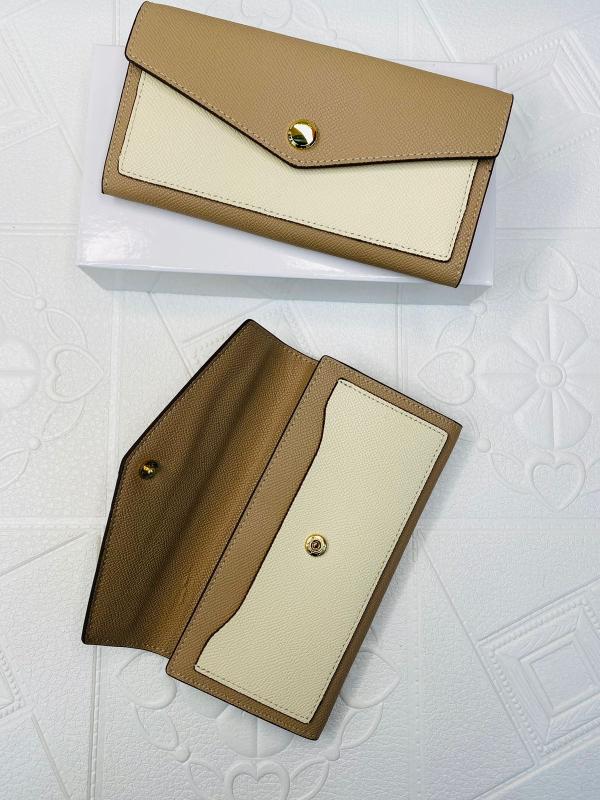 BILLETERA DE CUERO PARA DAMA 88756 DORADO/CAFE