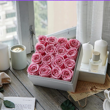 CAJA DE ROSAS PRESERVADAS L ROSADO