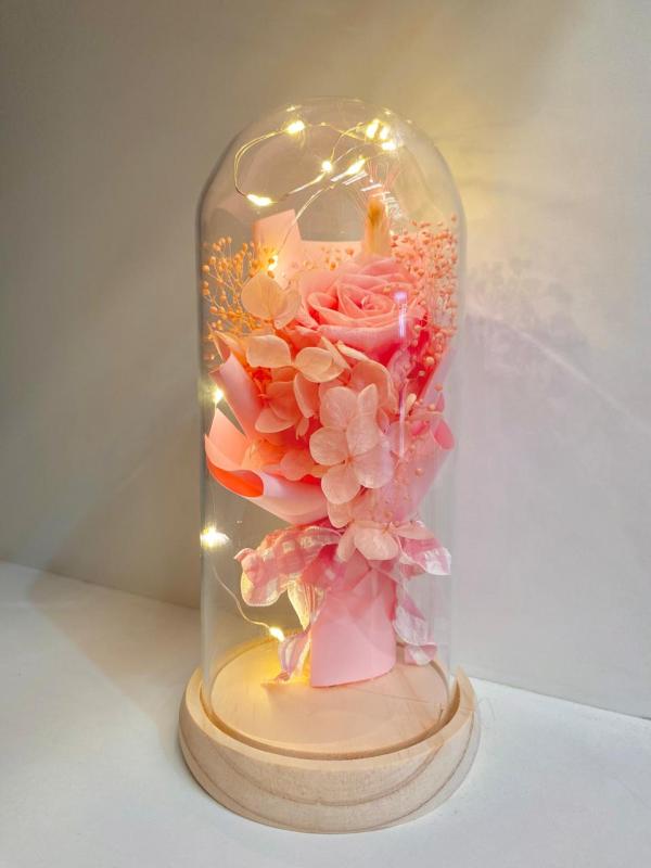 ROSA REAL PRESERVADA EN DOMO MODELO 2027-7 ROSADO