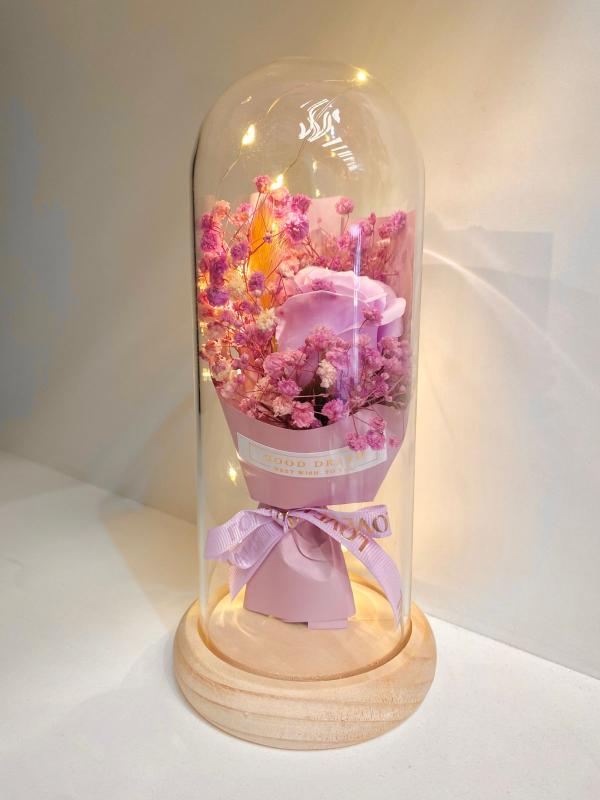 ROSA REAL PRESERVADA EN DOMO MODELO 1196-1 LILA
