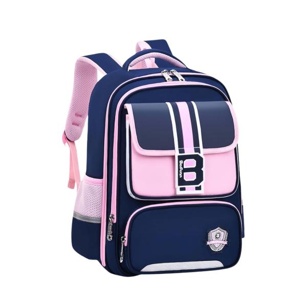 BOLSO ESCOLAR CON DISE&Ntilde;O MODELO 3618 AZUL/ROSADO