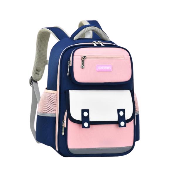 BOLSO ESCOLAR CON DISE&Ntilde;O MODELO 6383 AZUL/ROSADO