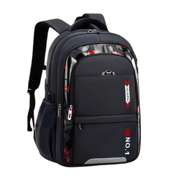 BOLSO ESCOLAR CON DISE&Ntilde;O MODELO 8288 NEGRO/ROJO