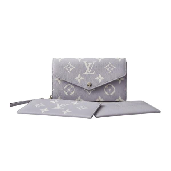 SET DE BILLETERA 3 PIEZAS PARA DAMA  DISE&Ntilde;O LOUIS VUITTON GRIS