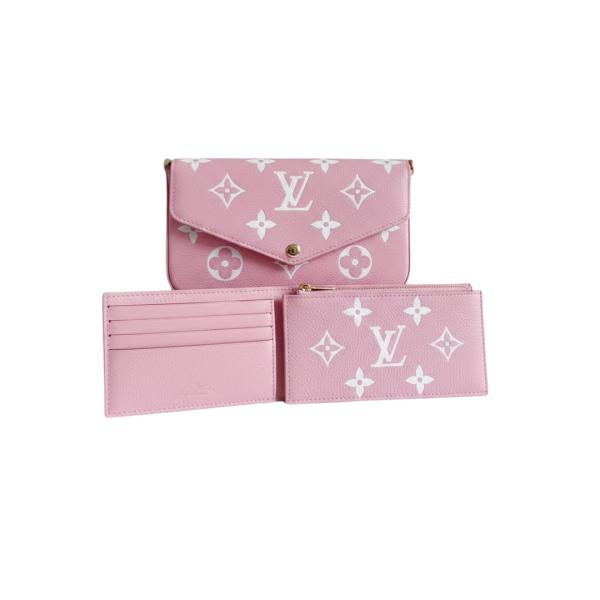 SET DE BILLETERA 3 PIEZAS PARA DAMA  DISE&Ntilde;O LOUIS VUITTON ROSADO