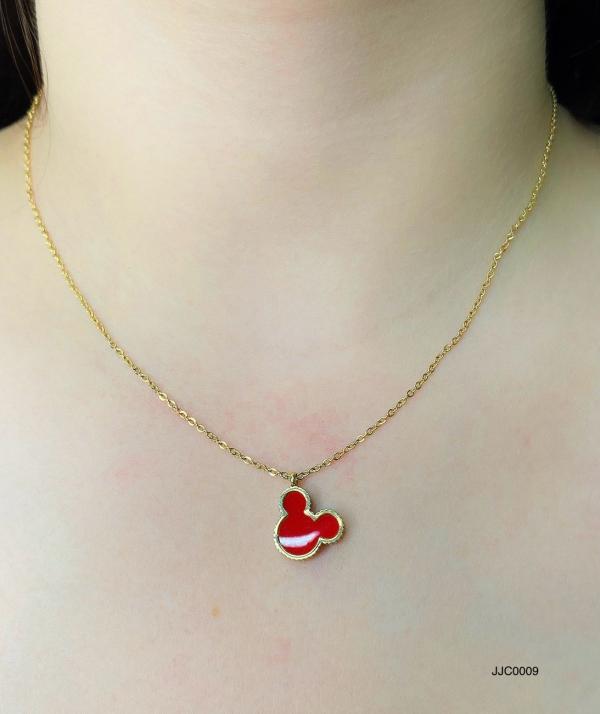 COLLAR DORADO MICKEY ROJO