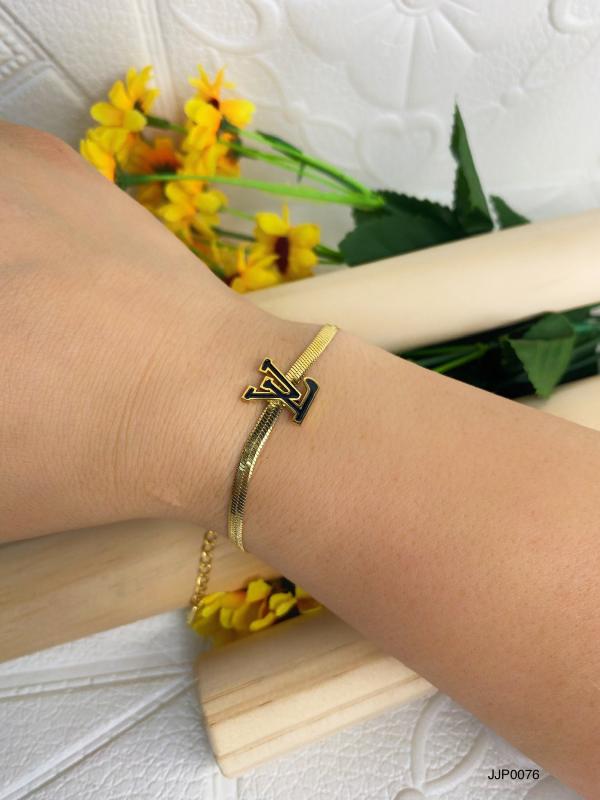 PULSERA DE ACERO DORADA LOGO/LV