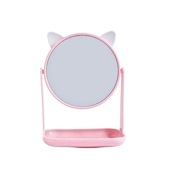 ESPEJO CIRCULAR DISE&Ntilde;O OREJITAS DE GATO ROSADO