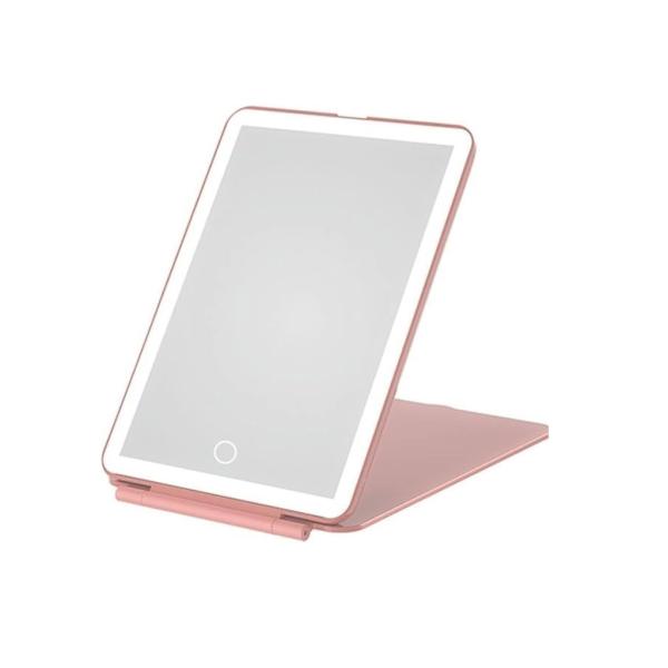 ESPEJO PLEGABLE CON LUZ LED ROSADO