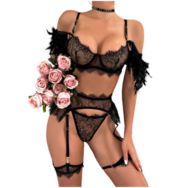 CONJUNTO LENCERIA  YUMMY MODELO YMOL212888 NEGRO L
