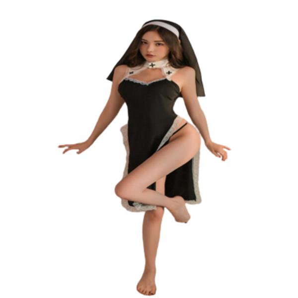 DISFRAZ LENCERIA DISE&Ntilde;O MONJA YUMMY MODELO YMDM858521 NEGRO S