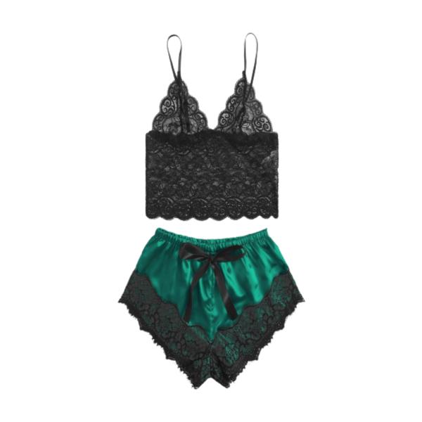 PIJAMA SEXY YUMMY MODELO YMYD163211 VERDE/NEGRO L