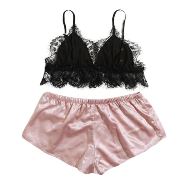 PIJAMA SEXY YUMMY MODELO YMBY190815 ROSADO/NEGRO L