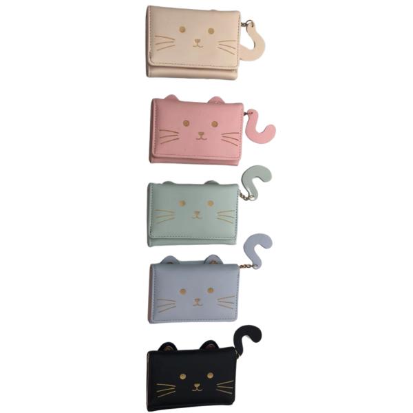BILLETERA  PARA DAMA DISE&Ntilde;O GATO MODELO C351-1 VERDE