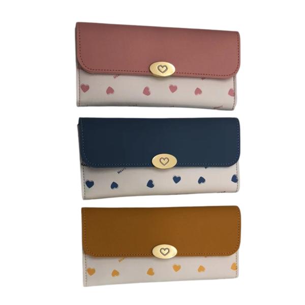 BILLETERA PARA DAMA DISE&Ntilde;O CORAZONES  MODELO C119-166 AMARILLO