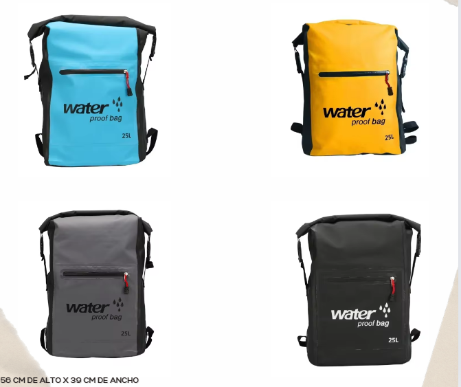 BOLSO APRUEBA DE AGUA  25L SURTIDO COLORES GRIS