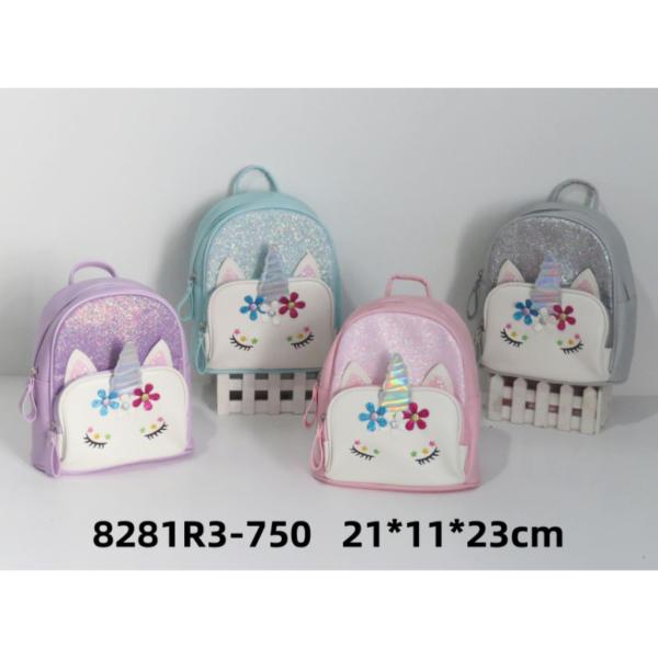BOLSO INFANTIL ESCARCHADO CON DISE&Ntilde;O UNICORNIO MODELO 8281R3-750