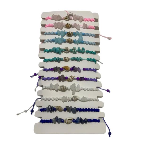 PULSERA DE HILO DISE&Ntilde;O CONCHA Y PIEDRAS DE COLORES MODELO  HN1391
