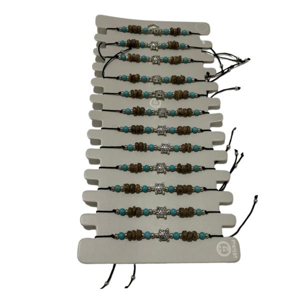 PULSERA DE HILO DISE&Ntilde;O TORTUGA Y ABALORIOS MODELO HN1644