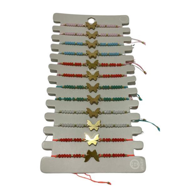 PULSERA DE HILO DISE&Ntilde;O MARIPOSA DORADA MODELO HN1434