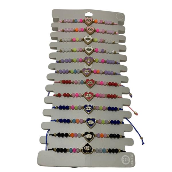 PULSERA DE HILO DISE&Ntilde;O CORAZON CON OJO TURCO MODELO HN1579