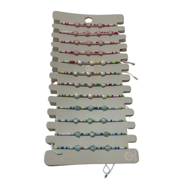 PULSERA DE HILO DISE&Ntilde;O ESTRELLAS DE COLORES Y ABALORIOS MODELO HN1518