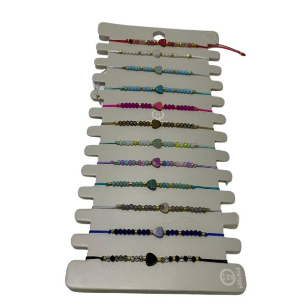 PULSERA DE HILO DISE&Ntilde;O CORAZON DE COLORES Y ABALORIOS MODELO HN1418